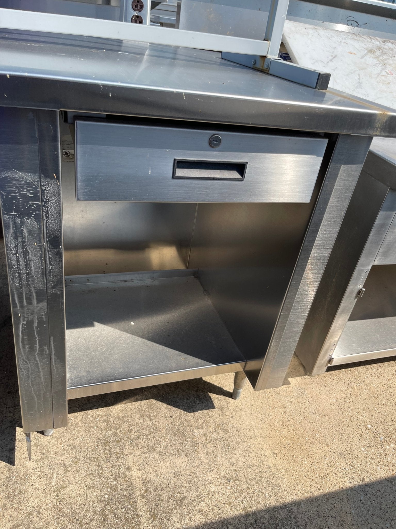 Used 30" Shelleysteel Stainless Steel Work Station with Folding Shelf and Drawer - SS187 - Falcon Restaurant Supply - 2