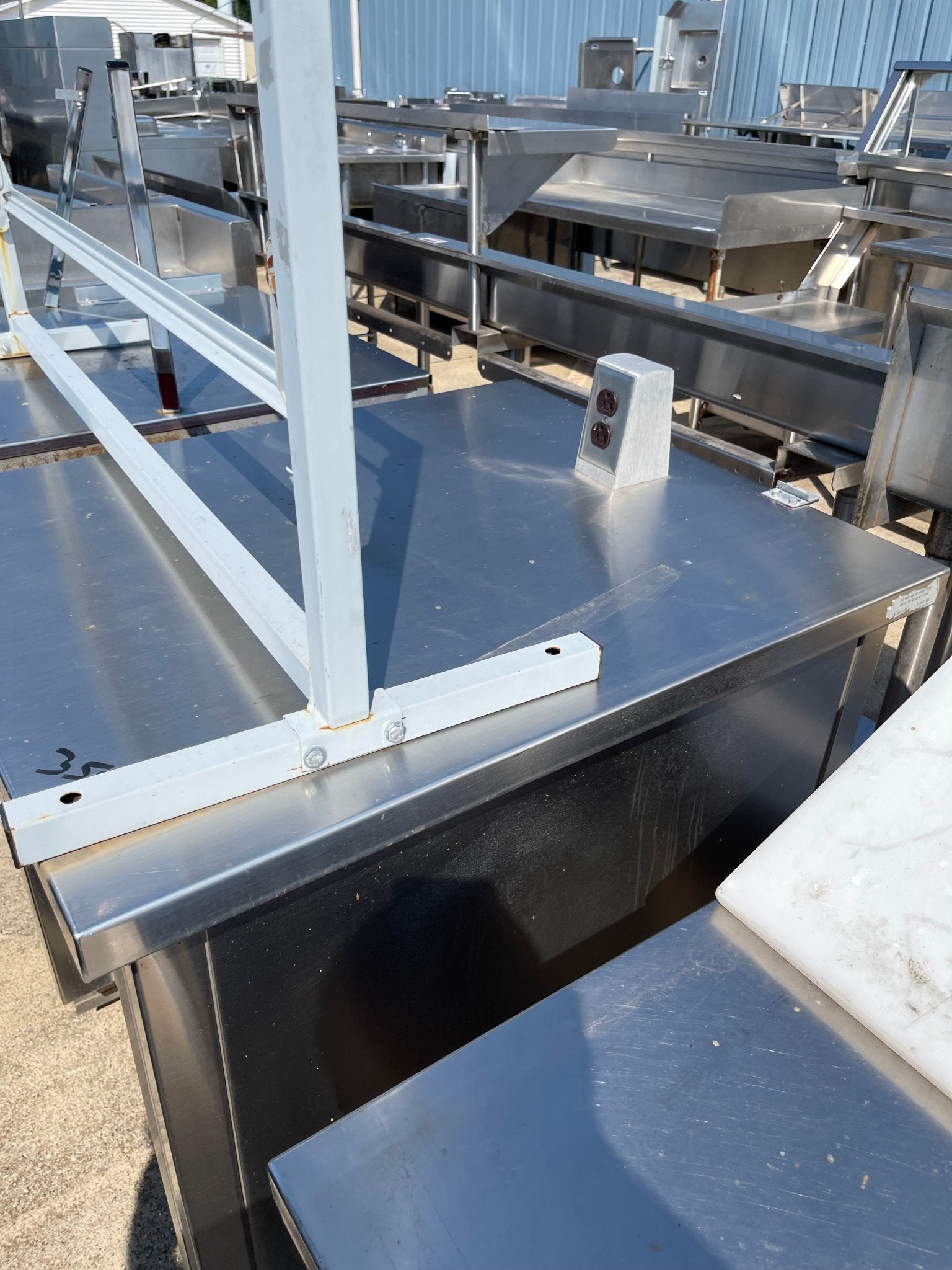Used 30" Shelleysteel Stainless Steel Work Station with Folding Shelf and Drawer - SS187 - Falcon Restaurant Supply - 3