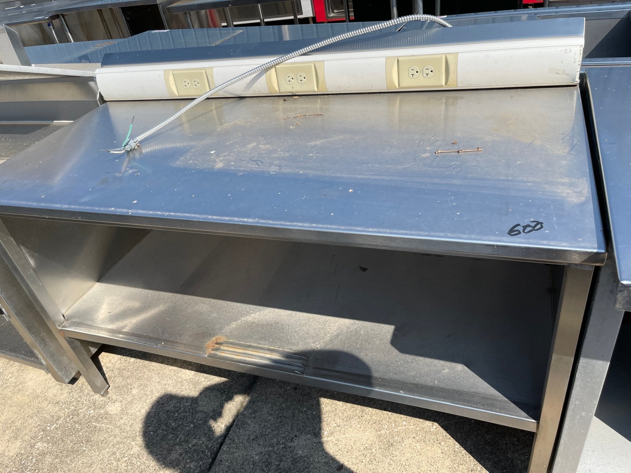 Used 60" Stainless Steel Table with Outlets - SS189 - Falcon Restaurant Supply - 1