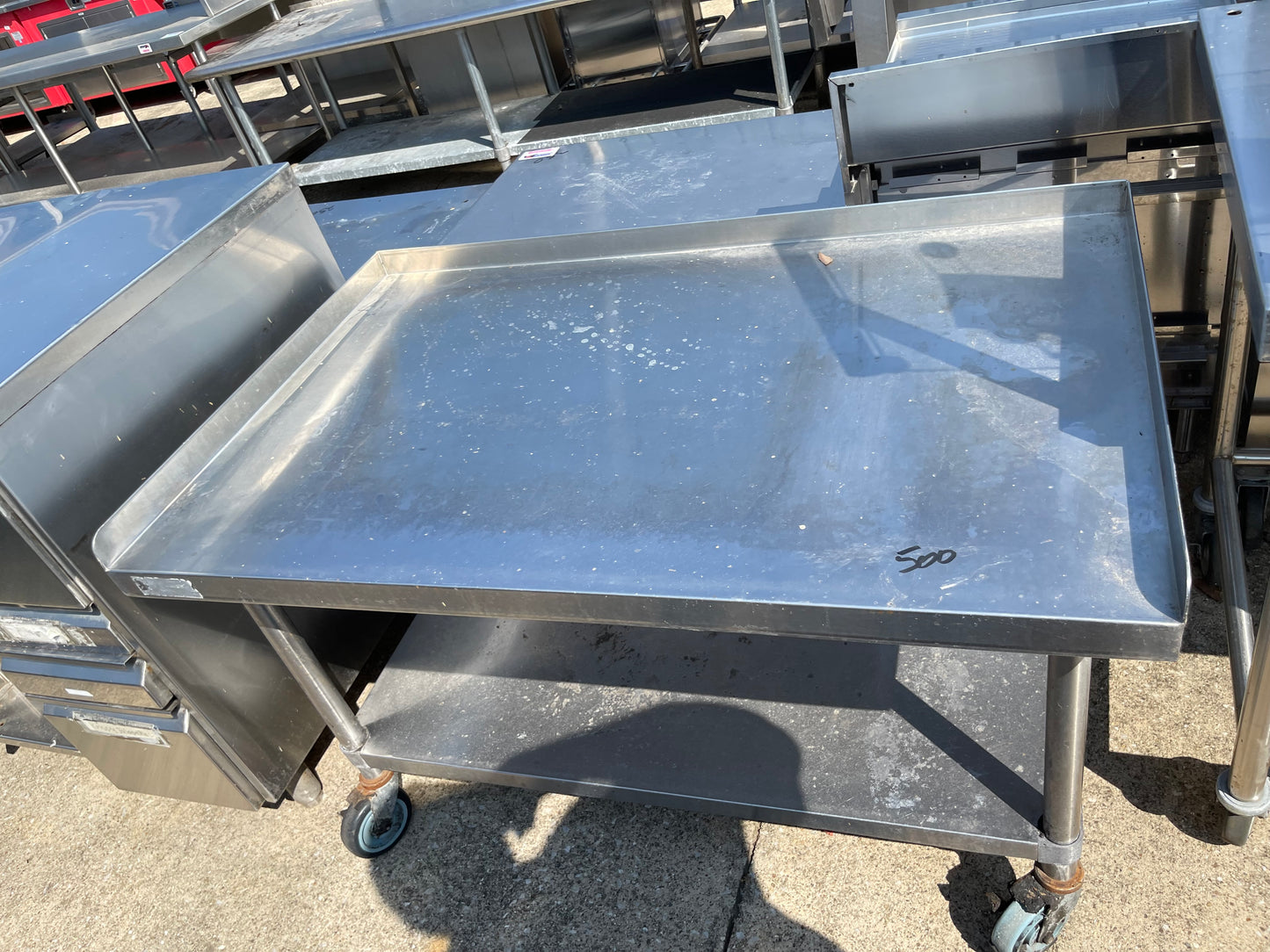 Used 48" Stainless Steel Equipment Stand with Caster Wheels - SS195