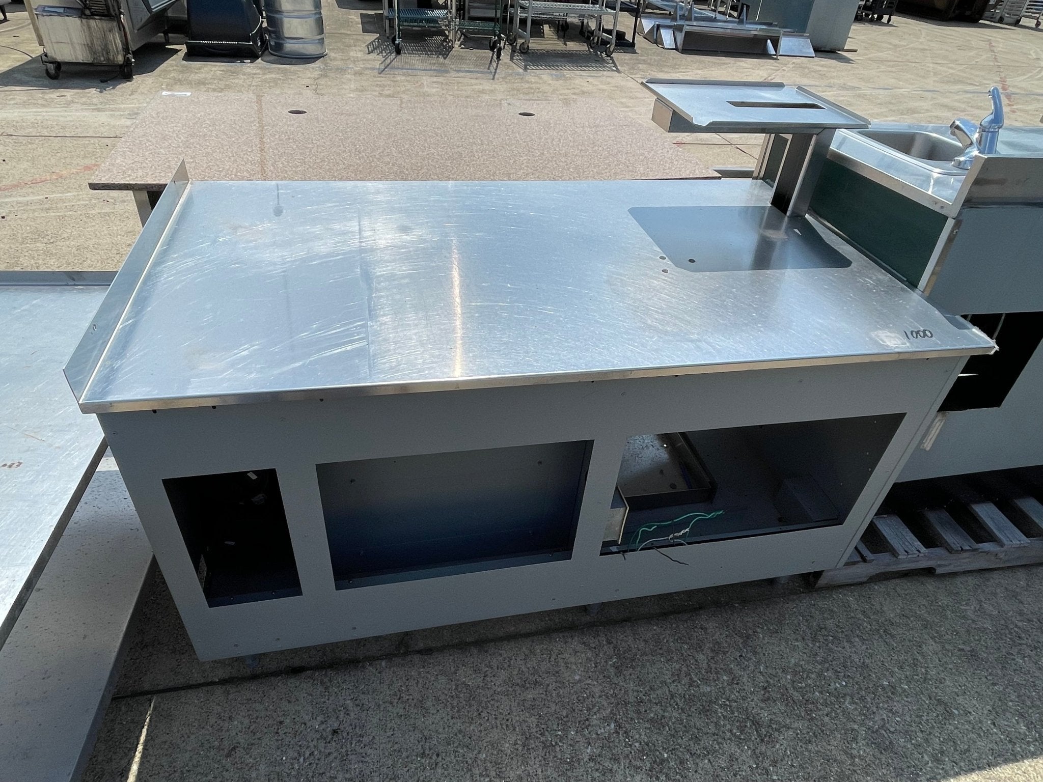 Used 61" Stainless Steel Work Station Counter with Shelf - SS200 - Falcon Restaurant Supply - 1