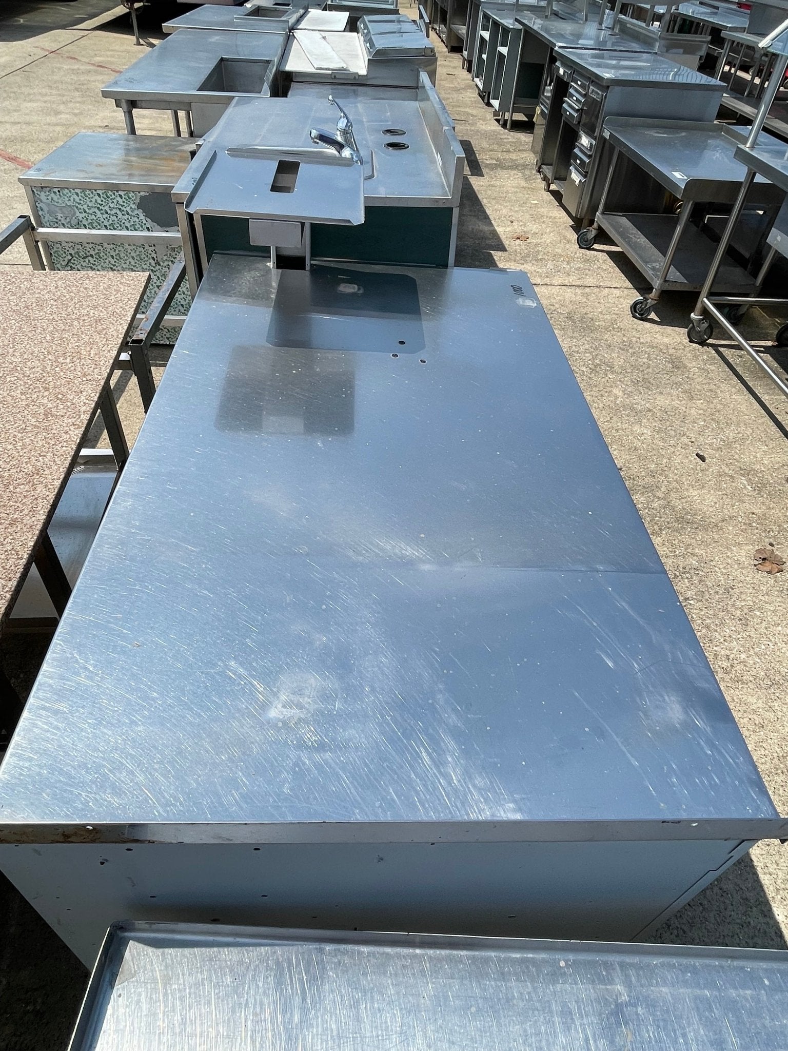 Used 61" Stainless Steel Work Station Counter with Shelf - SS200 - Falcon Restaurant Supply - 2