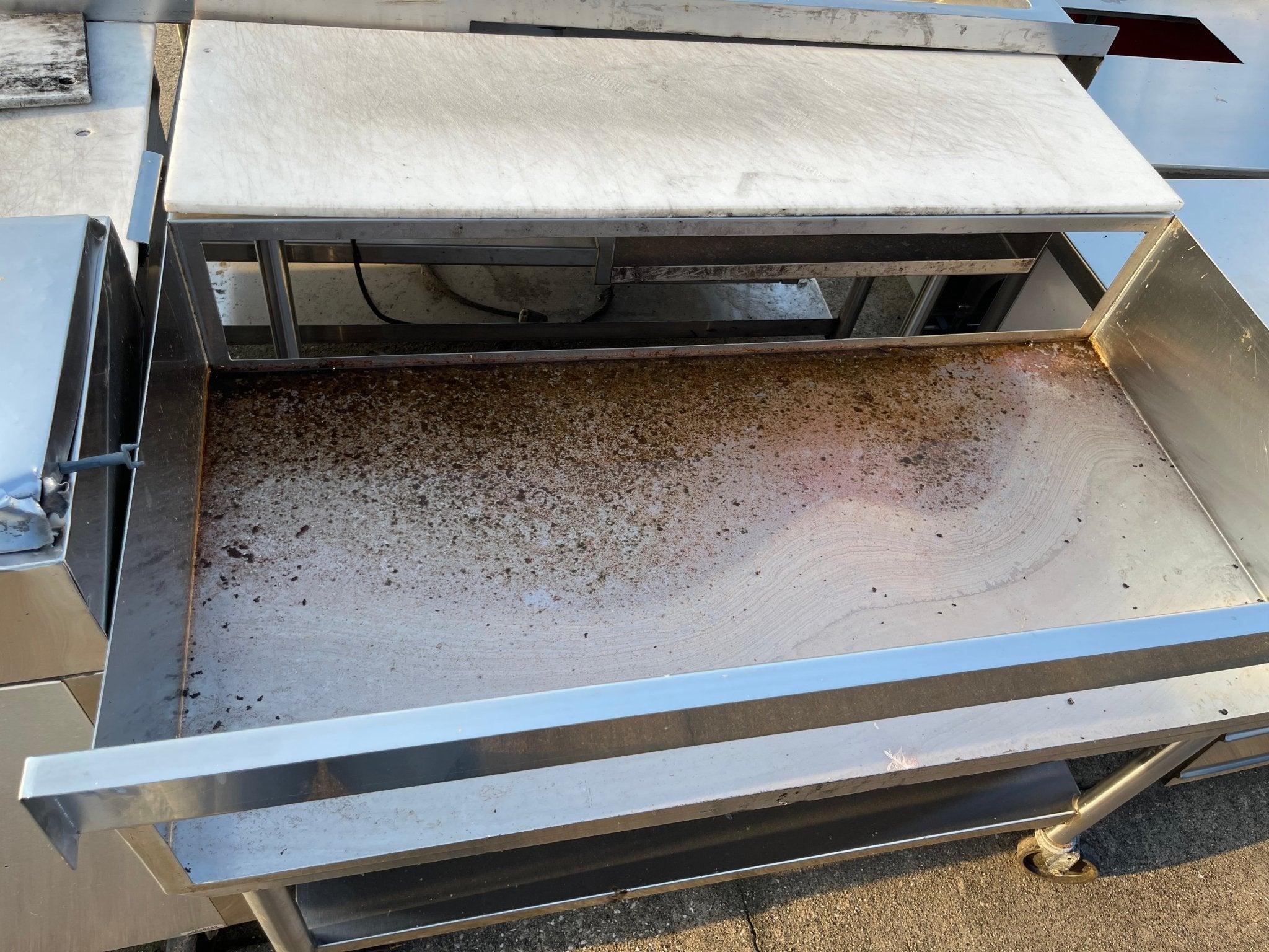 Used 49" Equipment Stand with Cutting Board and Wheels - SS205 - Falcon Restaurant Supply - 2