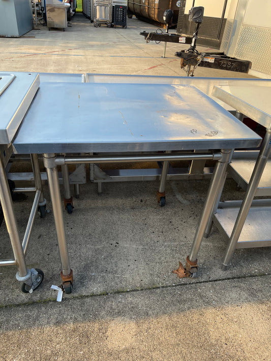 Used 36" Stainless Steel Table with Caster Wheels - SS208