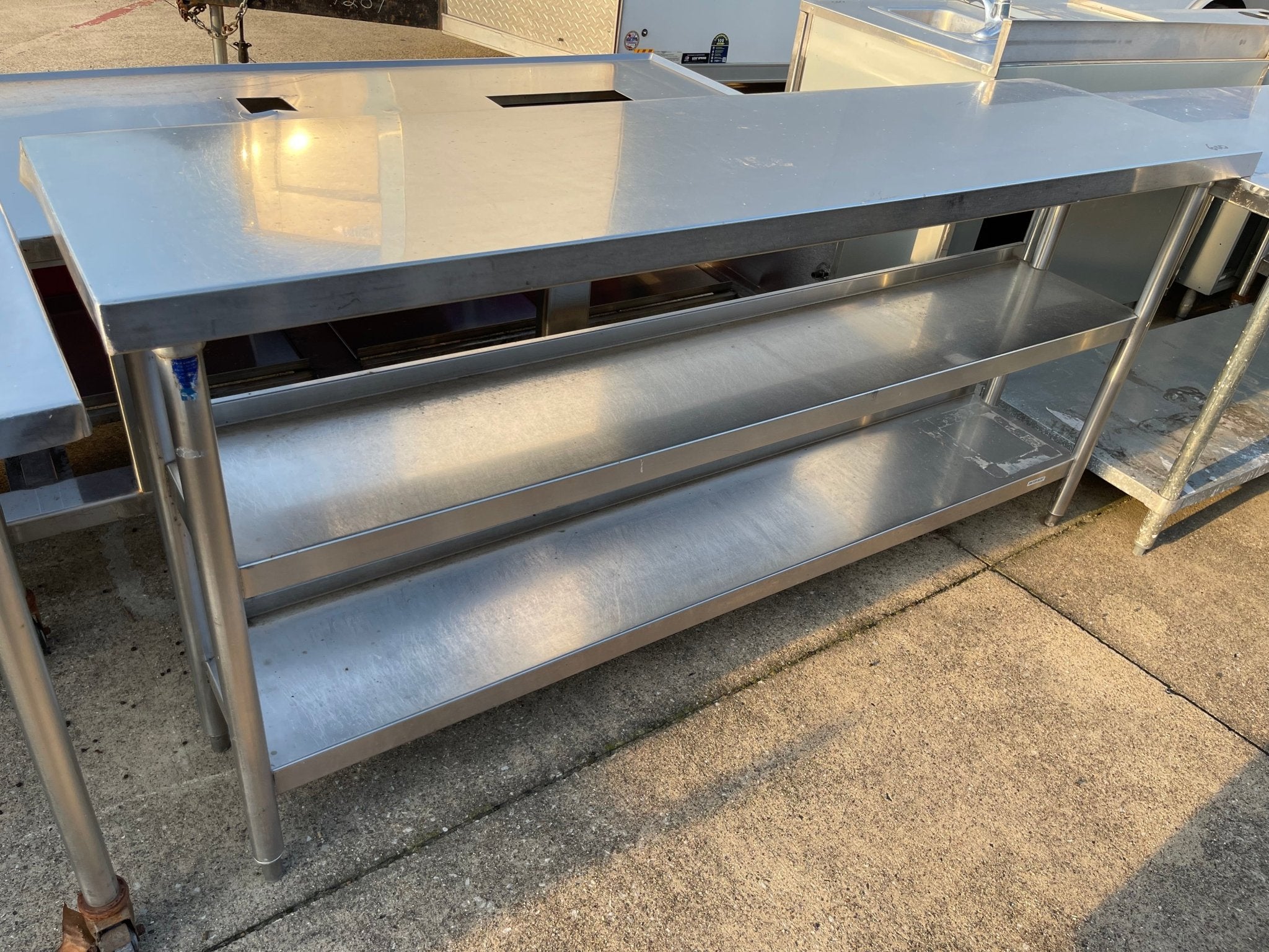 Used 78" Stainless Steel Table with Shelves - SS209 - Falcon Restaurant Supply - 1