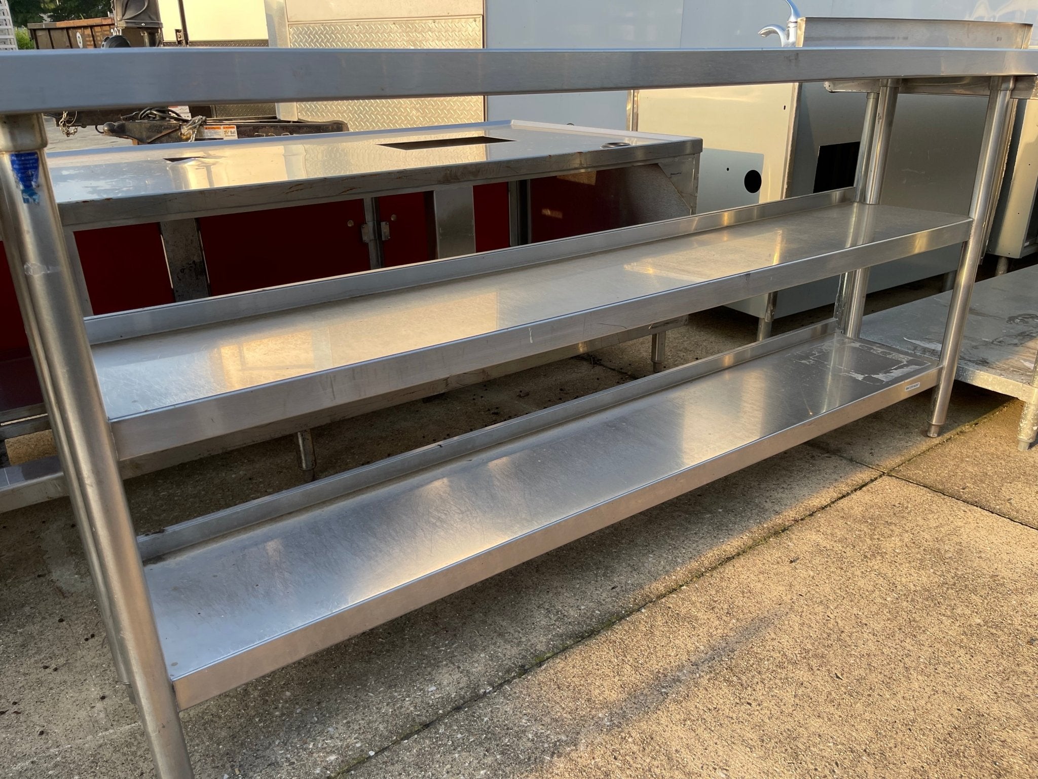 Used 78" Stainless Steel Table with Shelves - SS209 - Falcon Restaurant Supply - 2