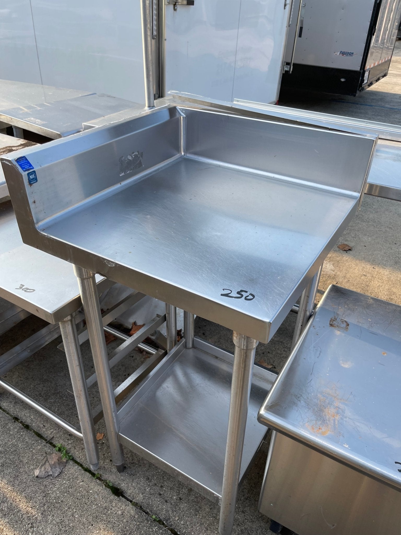 Used 24" Stainless Steel Corner Table - SS219 - Falcon Restaurant Supply - 1