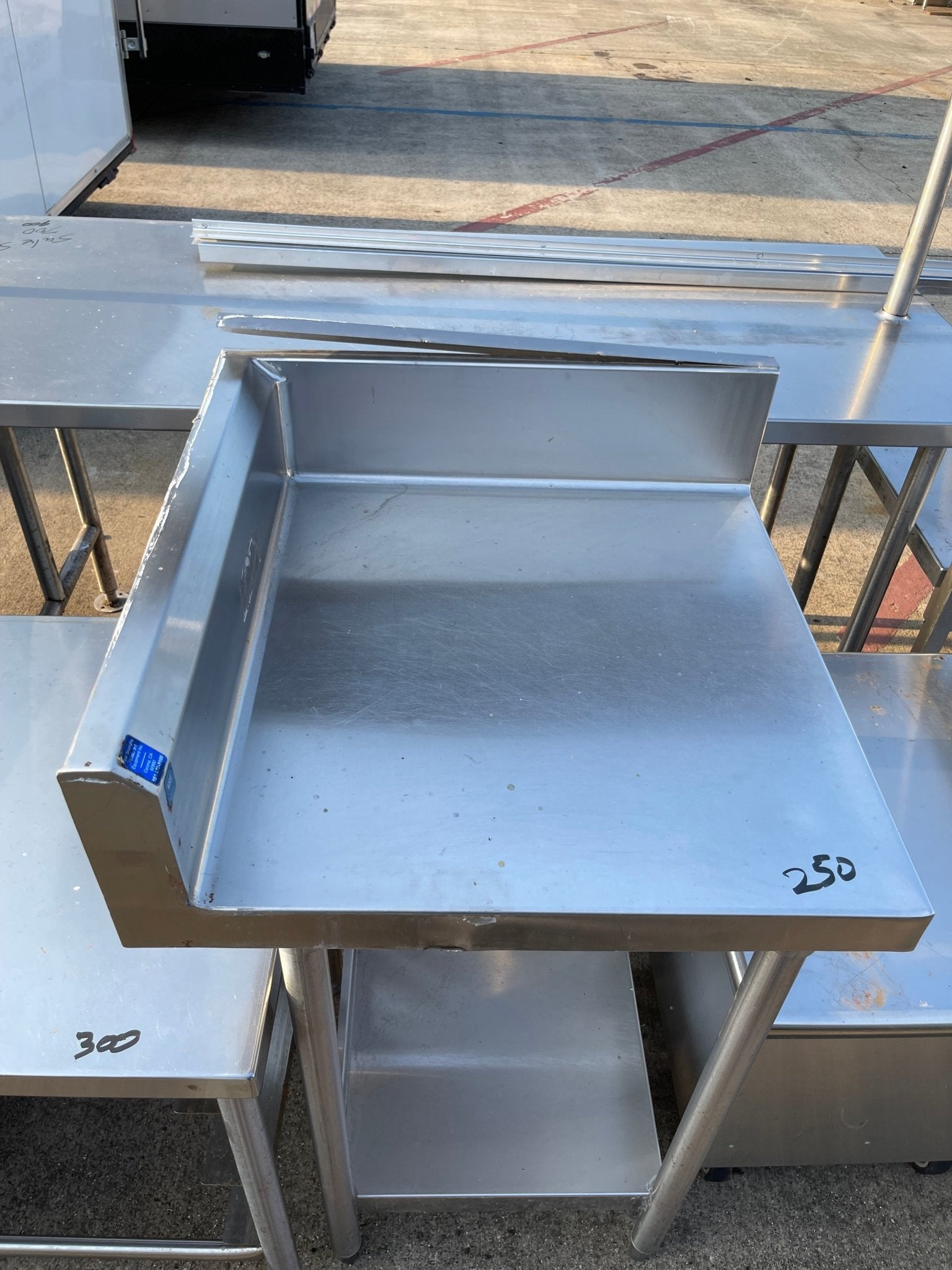 Used 24" Stainless Steel Corner Table - SS219 - Falcon Restaurant Supply - 3