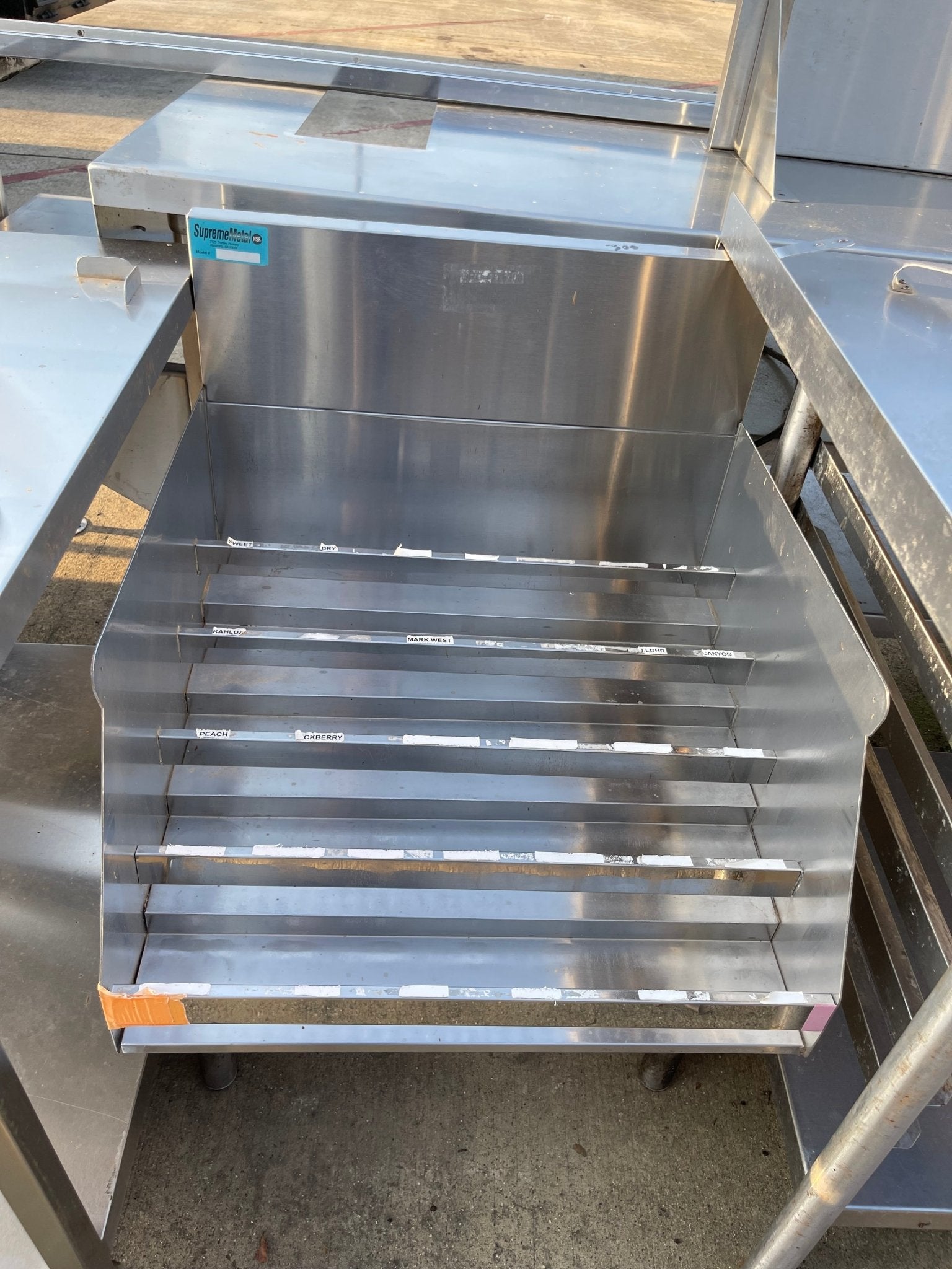 Used 24" Supreme Metal Stainless Steel Bottle Rack - SS222 - Falcon Restaurant Supply - 1