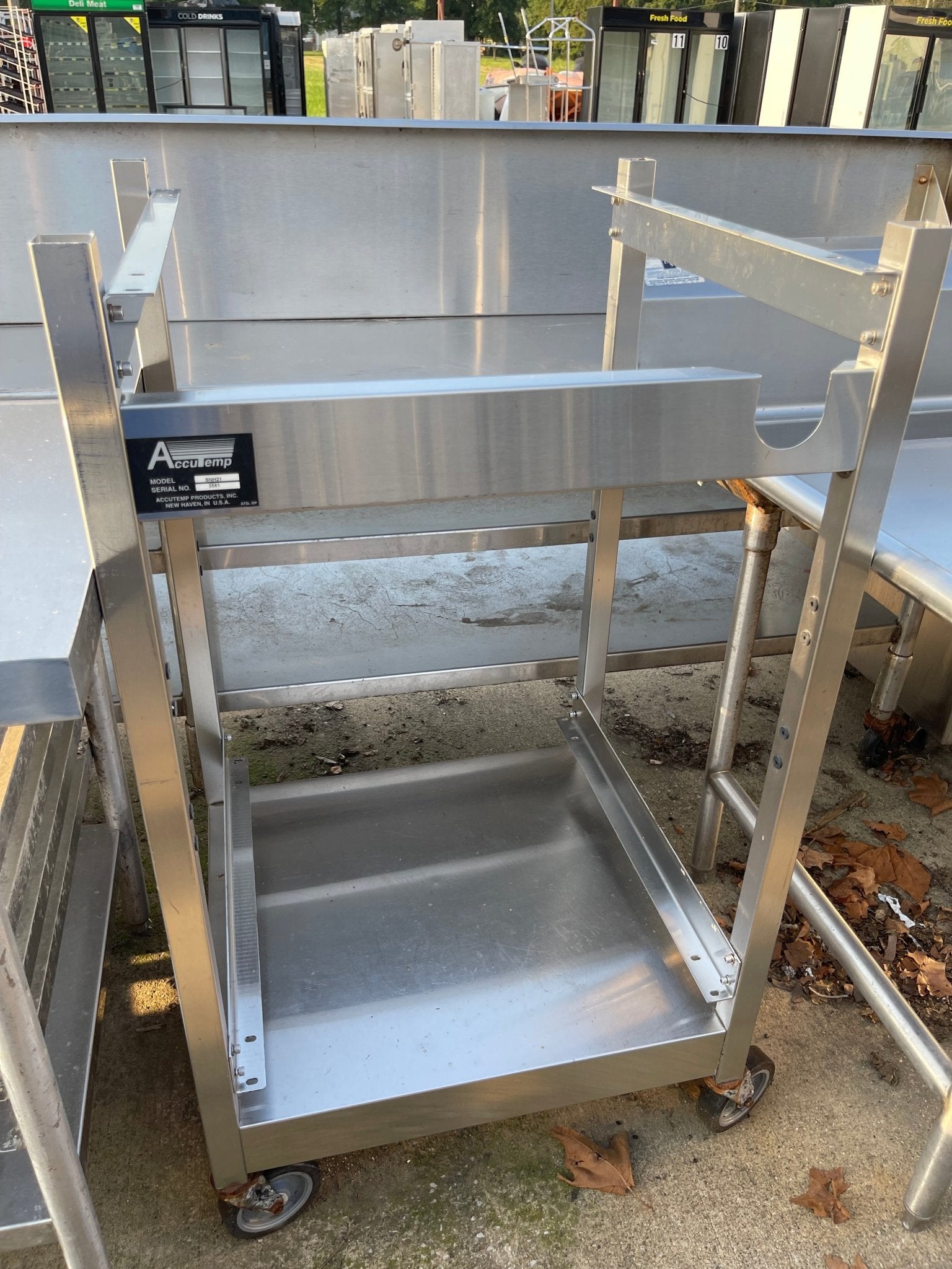 Used 26" AccuTemp SNH21 Stainless Steel Support Stand for Double Ovens - SS224 - Falcon Restaurant Supply - 1