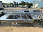 Used 111" Stainless Steel 4 Compartment Sink with Produce Soak - SS225 - Falcon Restaurant Supply - 1