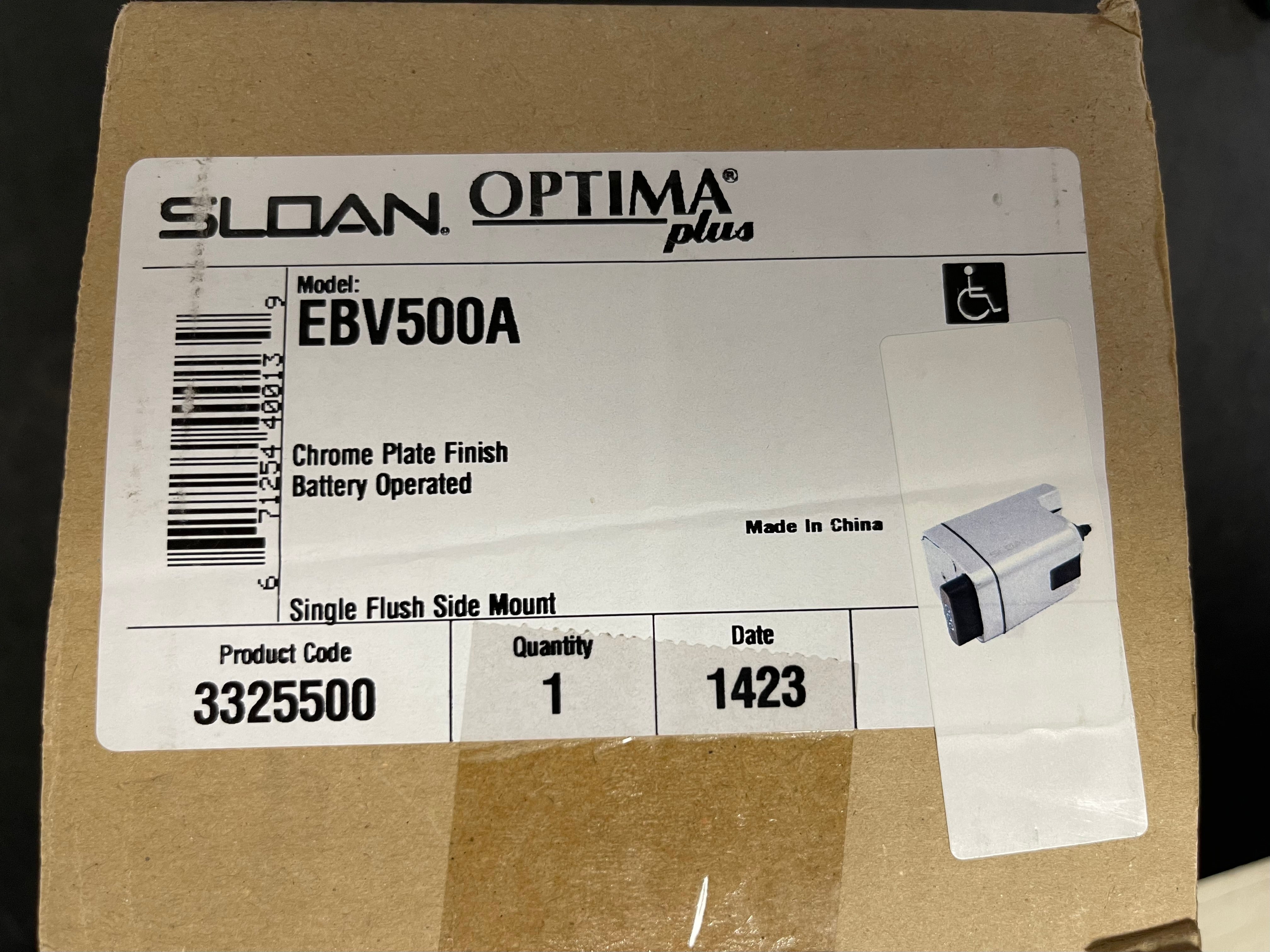 New Sloan EBV-500-A Exposed Side Mount Sensor Urinal Flushometer Valve