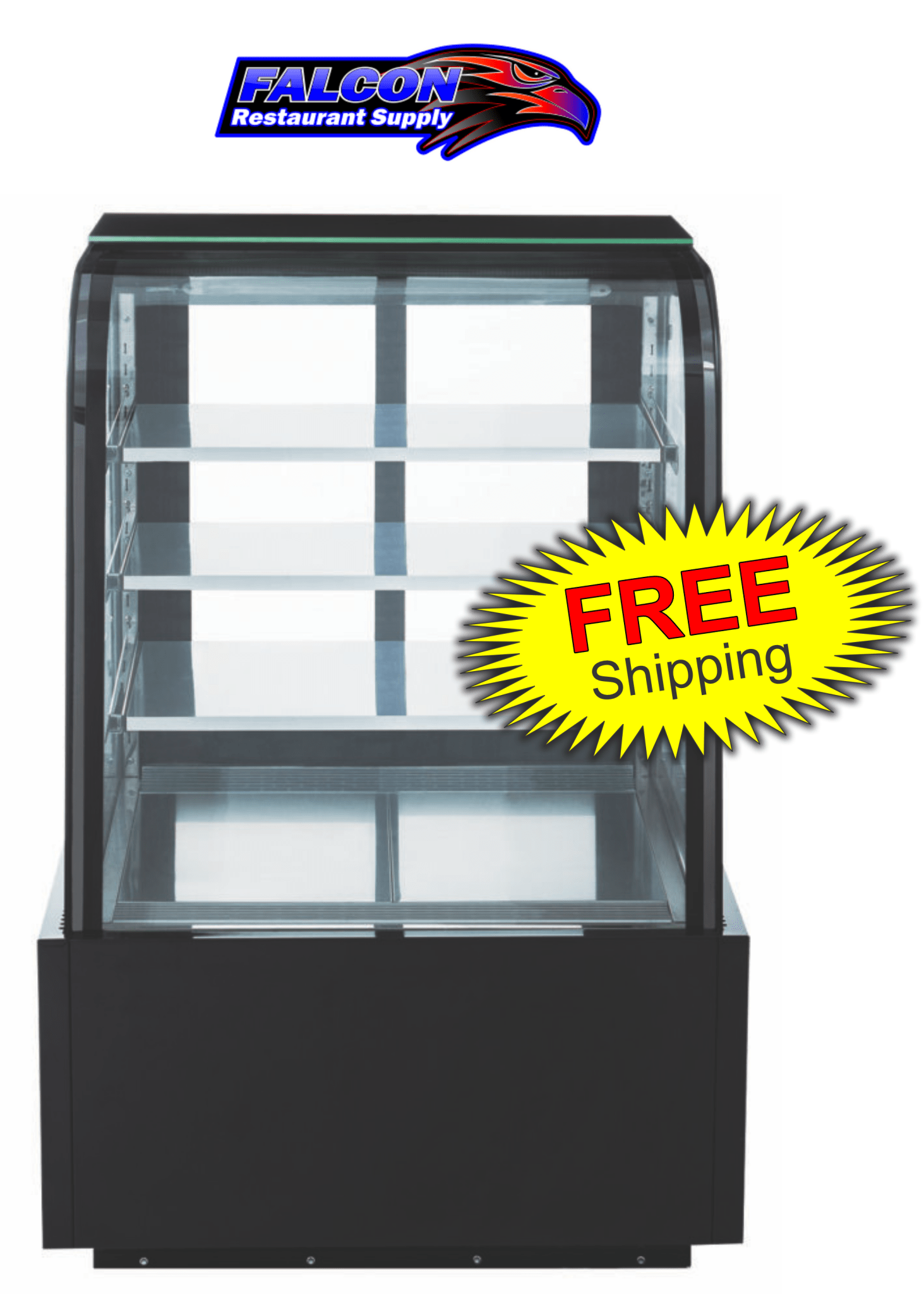 New Dukers DDM36R - CB Curved Glass 36″ Cake Showcase - Falcon Restaurant Supply - 1