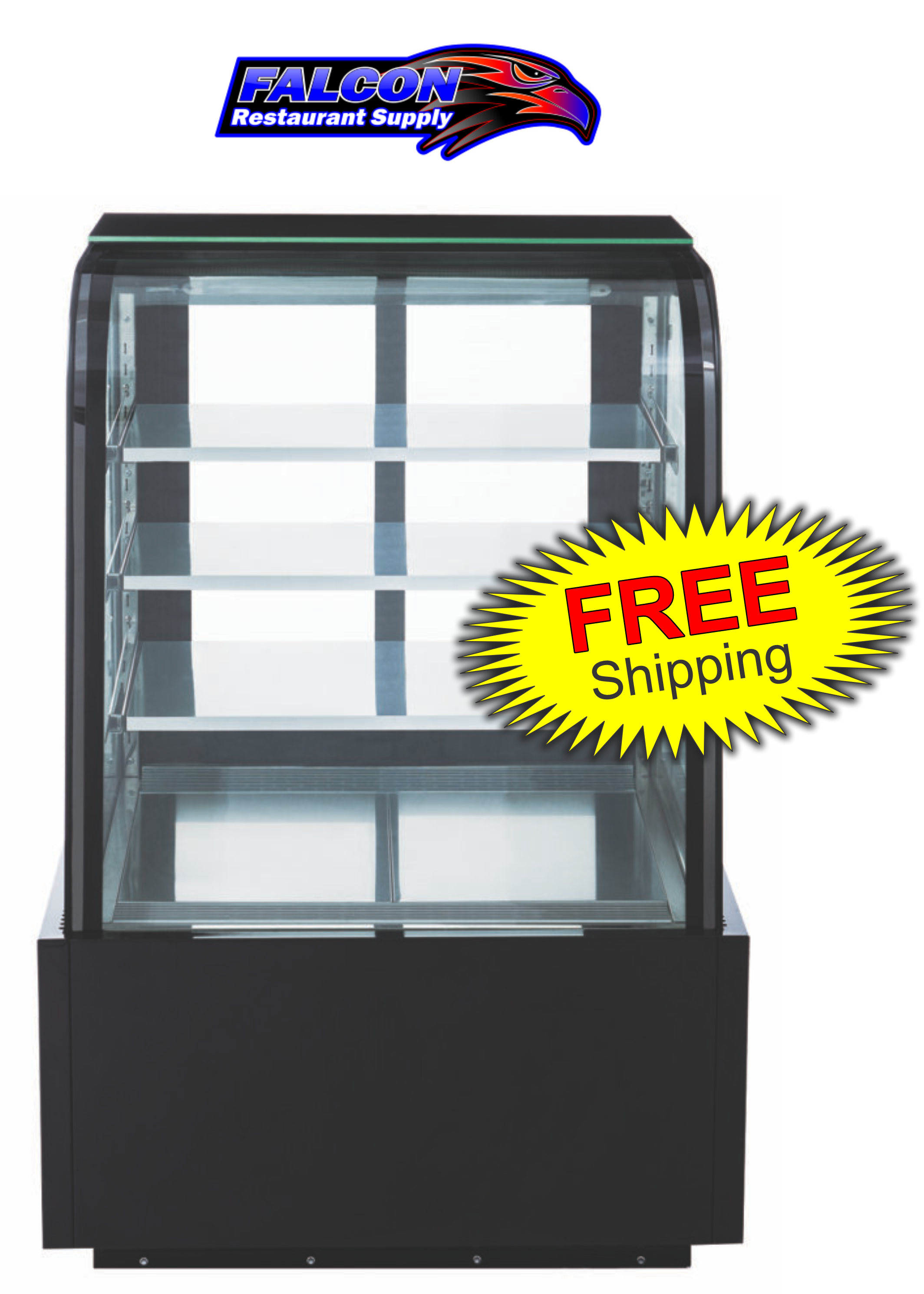 New Dukers DDM36R-CB Curved Glass 36″ Cake Showcase