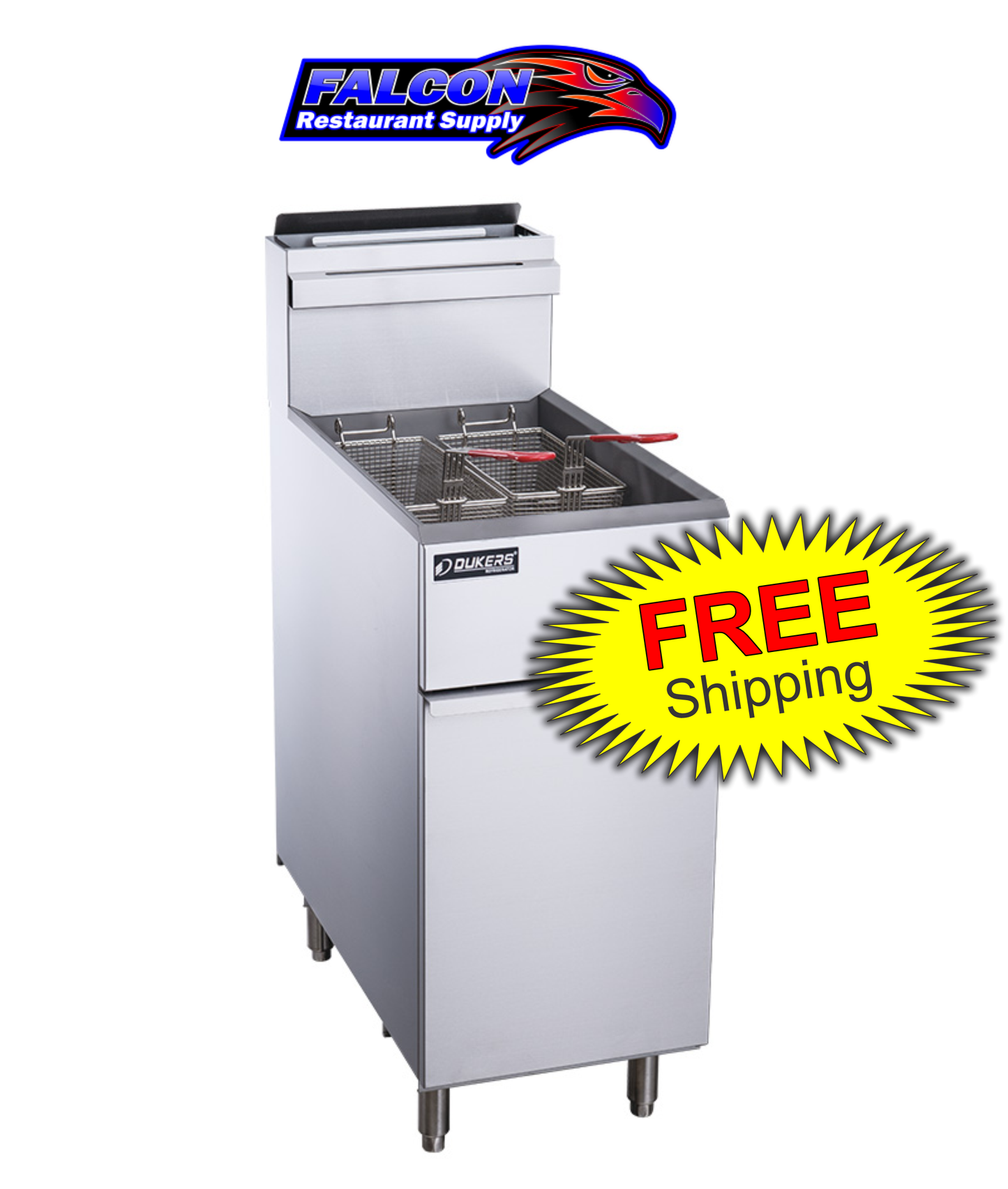 New Dukers DCF3-LPG Liquid Propane Gas Floor Fryer with 3 Tube Burners 40lbs 90,000 BTU on Casters