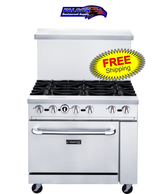 Dukers DCR36-6B 36″ Gas Range with Six (6) Open Burners