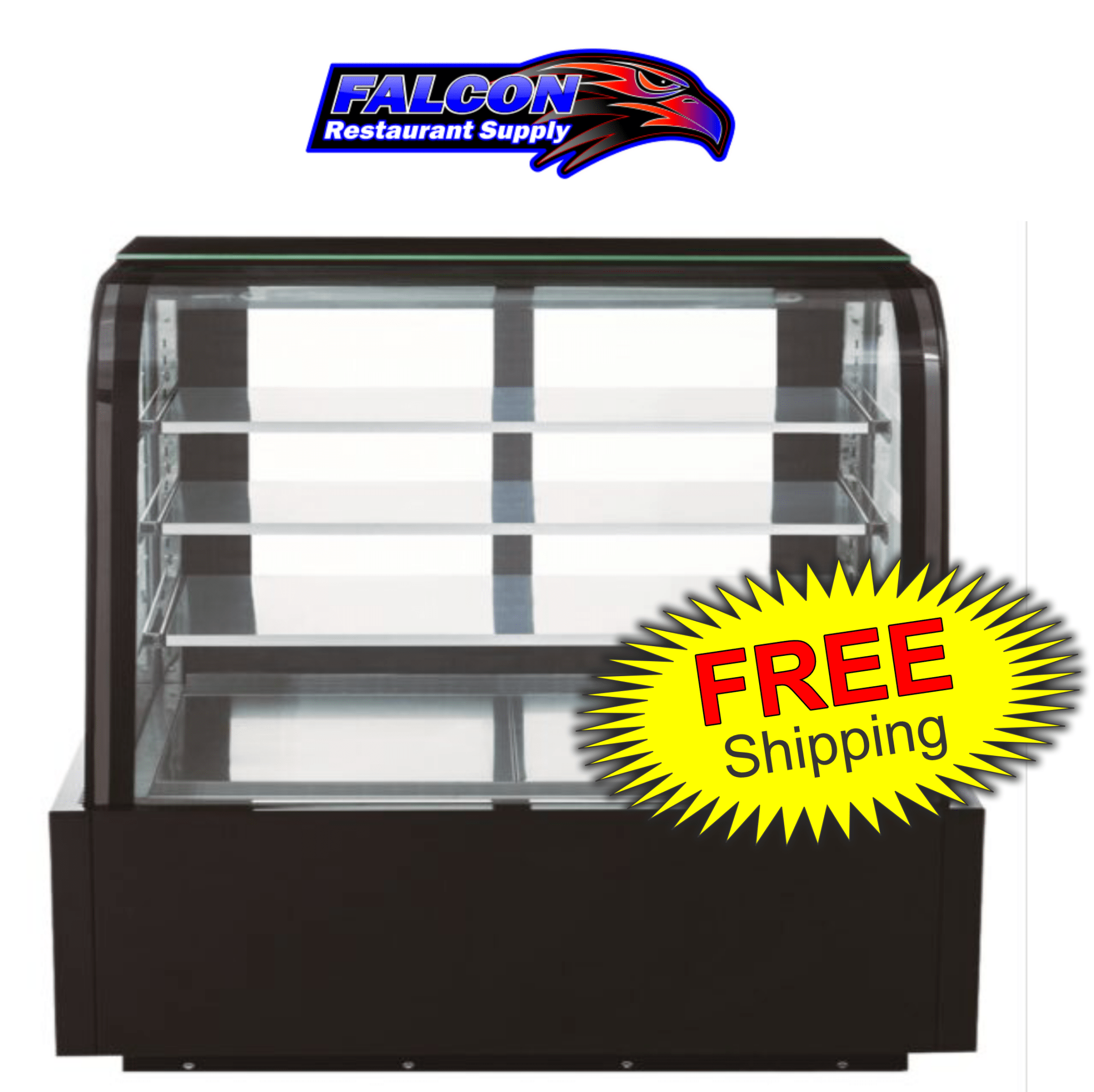 New Dukers DDM60R - CB Curved Glass 60″ Cake Showcase - Falcon Restaurant Supply - 1