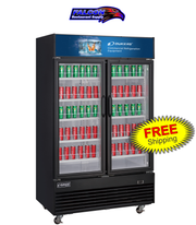 New Dukers DSM-33R Commercial Glass Swing 2-Door Merchandising Reach-in Cooler Refrigerator