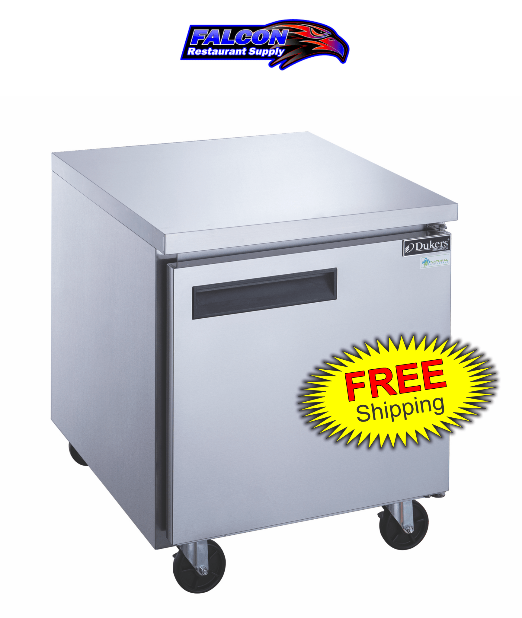 New Dukers DUC29R Single Door Undercounter Refrigerator in Stainless Steel - Falcon Restaurant Supply - 1