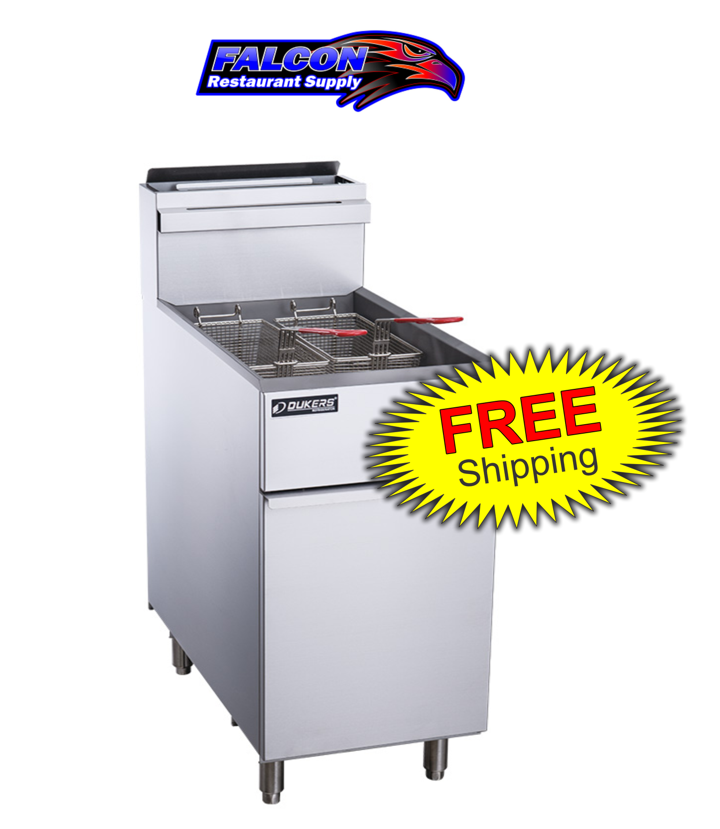 New Dukers DCF4-NG Natural Gas Floor Fryer with 4 Tube Burners 50lbs 120,000 BTU on Casters