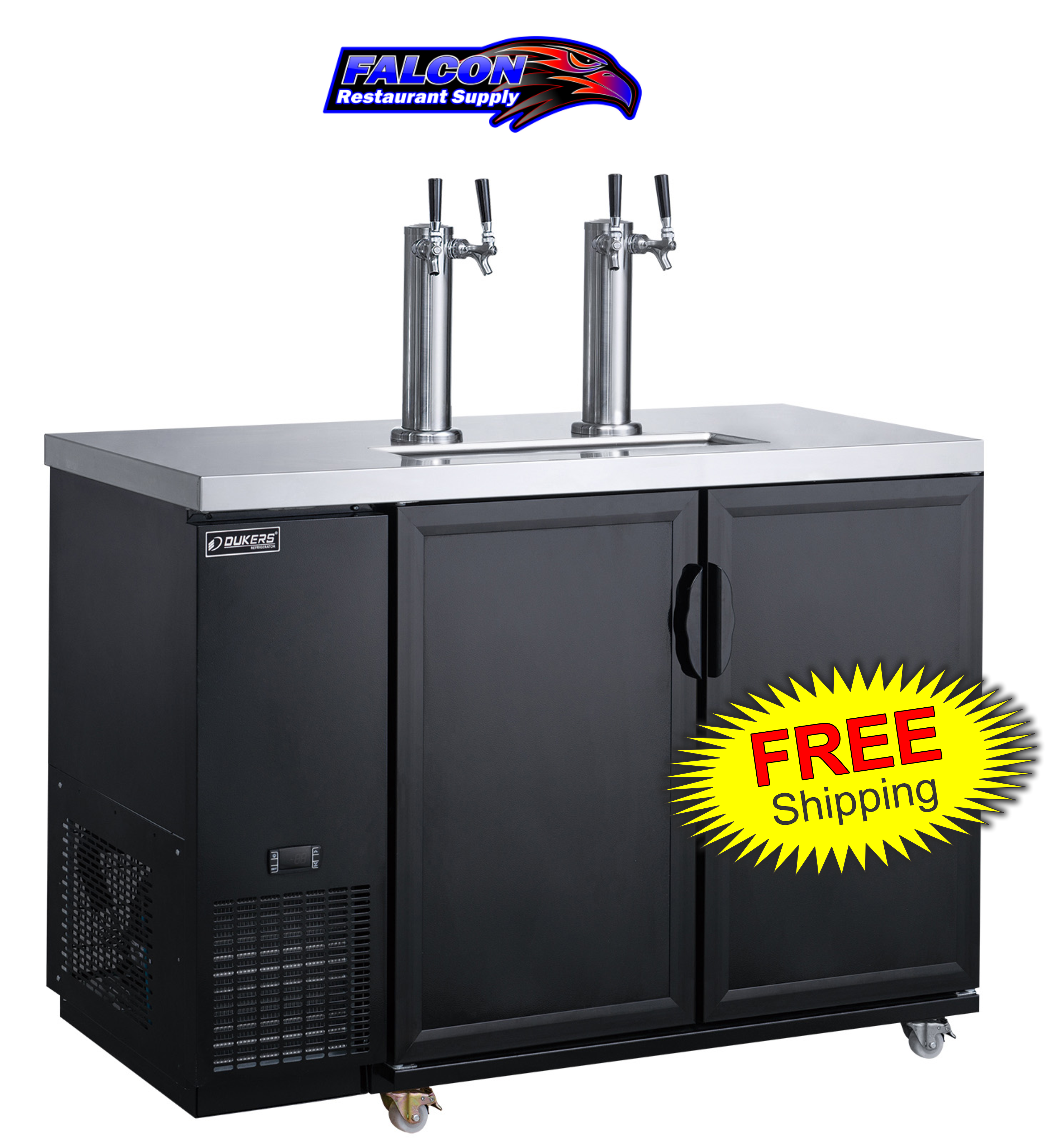 New Dukers DKB60-M2 Dual Tap Kegerator