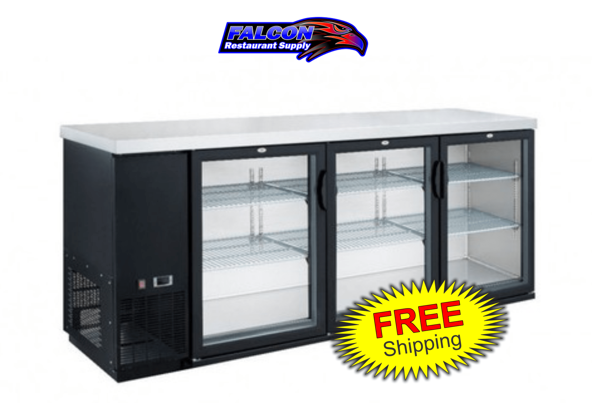 New Dukers DBB72 - H3 3 Door Bar and Beverage Cooler (Hinge Doors) - Falcon Restaurant Supply - 1