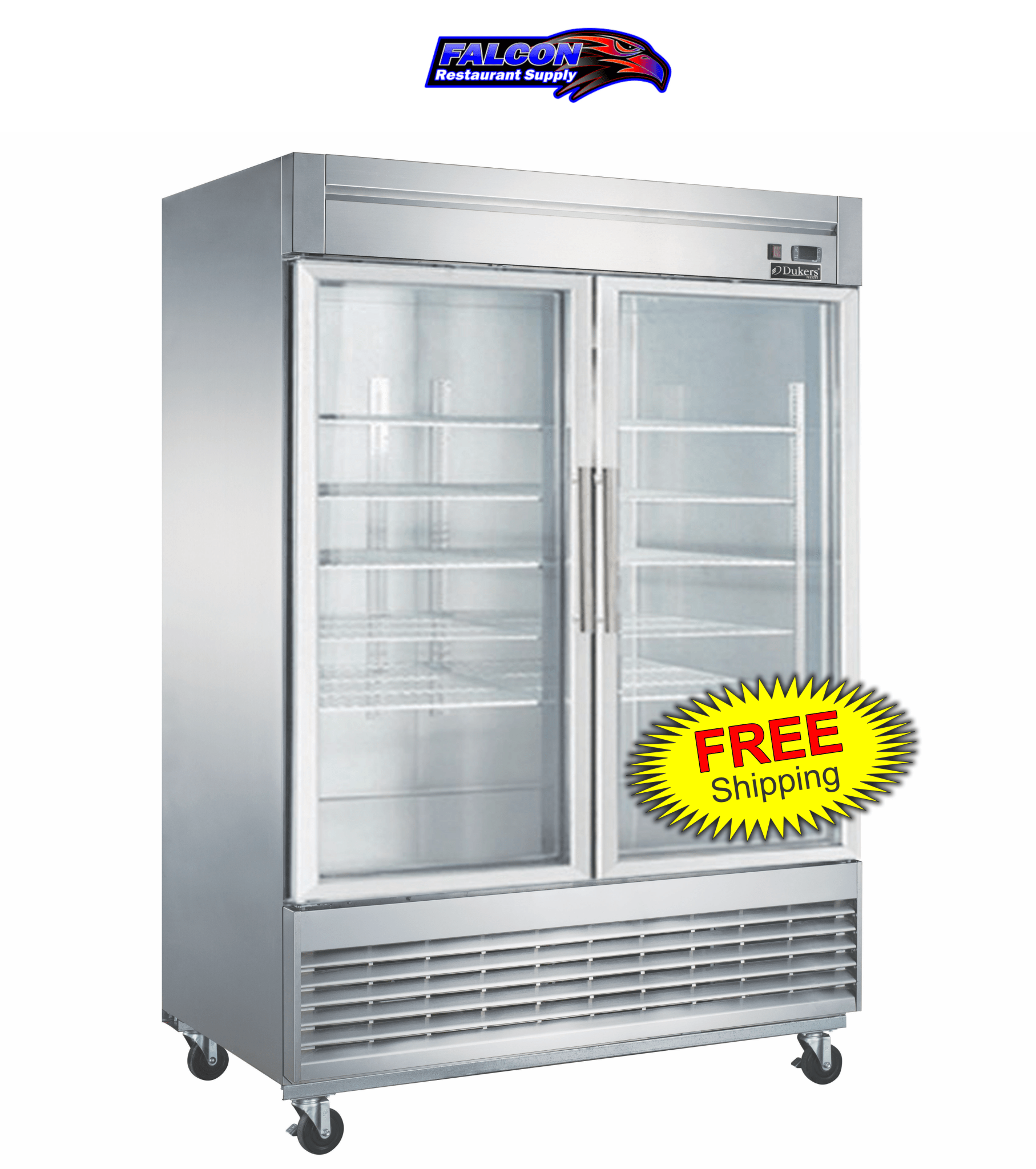 New Dukers D55R - GS2 Bottom Mount Glass 2 - Door Commercial Reach - in Refrigerator - Falcon Restaurant Supply - 1