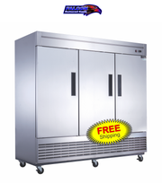 New Dukers D83F Stainless Steel Solid 3-Door Commercial Reach-in Freezer