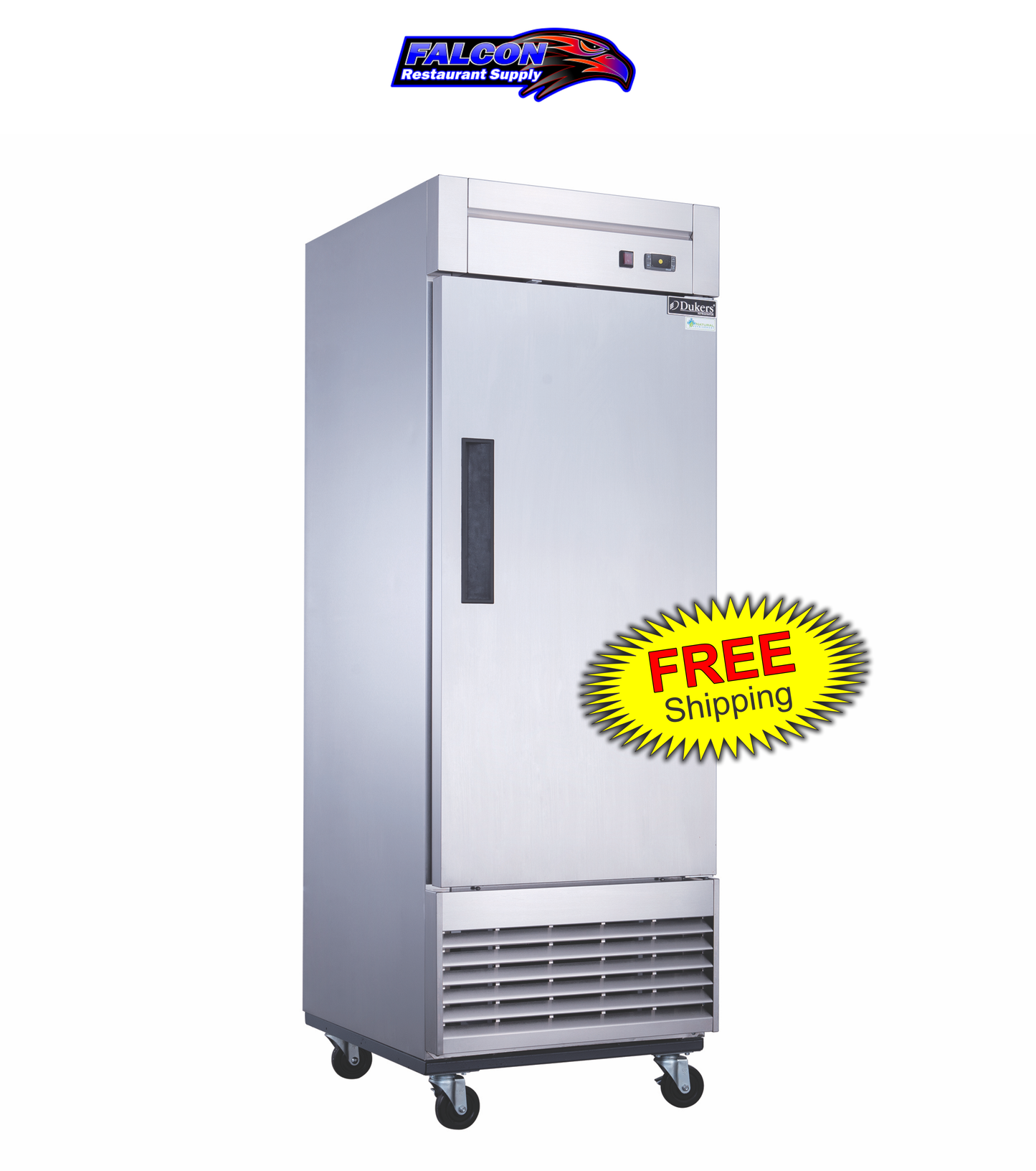 New Dukers D28R Stainless Steel Single Solid Door Commercial Reach-in Refrigerator