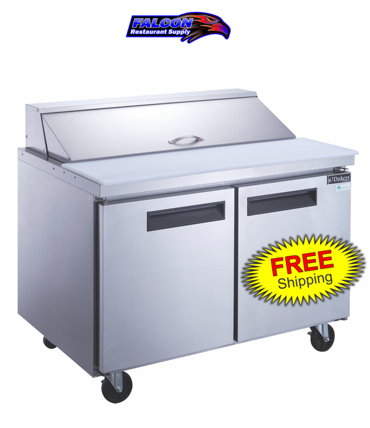 Duker DSP48-12-S2 2-Door Commercial Food Prep Table Refrigerator in Stainless Steel