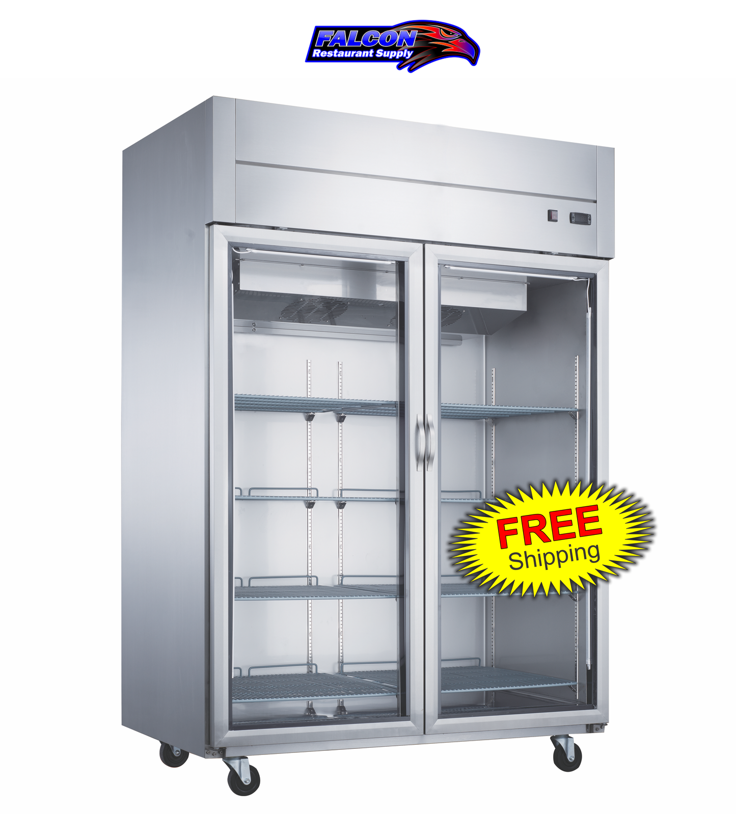 New Dukers D55AR-GS2 Top Mount Glass 2-Door Commercial Reach-in Refrigerator