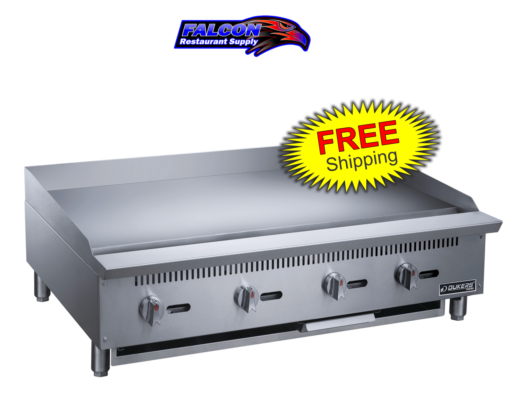 New Dukers DCGMA48 48 in. W Flat Top Griddle with 4 Burners - Falcon Restaurant Supply - 1
