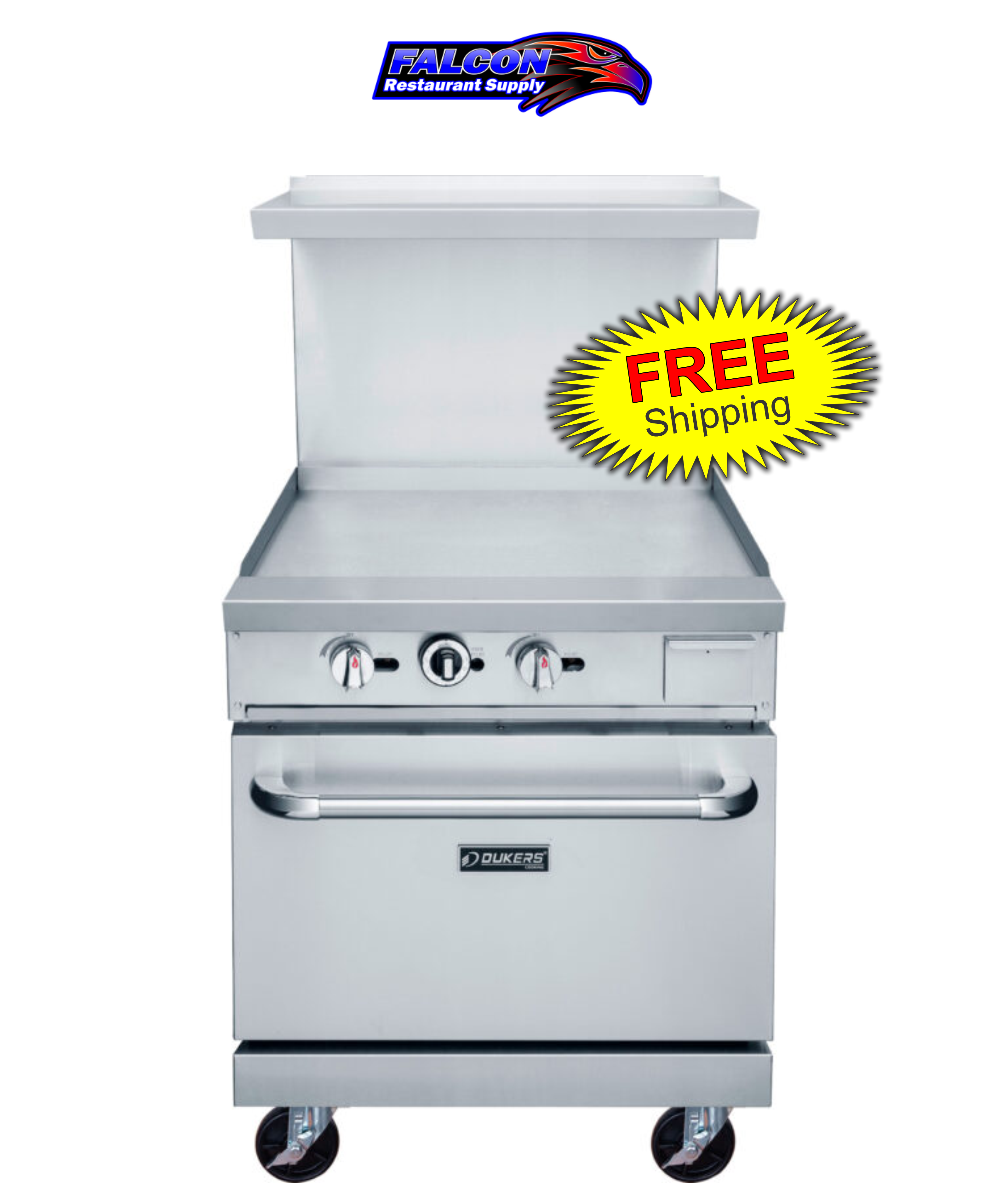 New Dukers DCR24-GM 24″ Gas Range with 24″ Flat Top Griddle