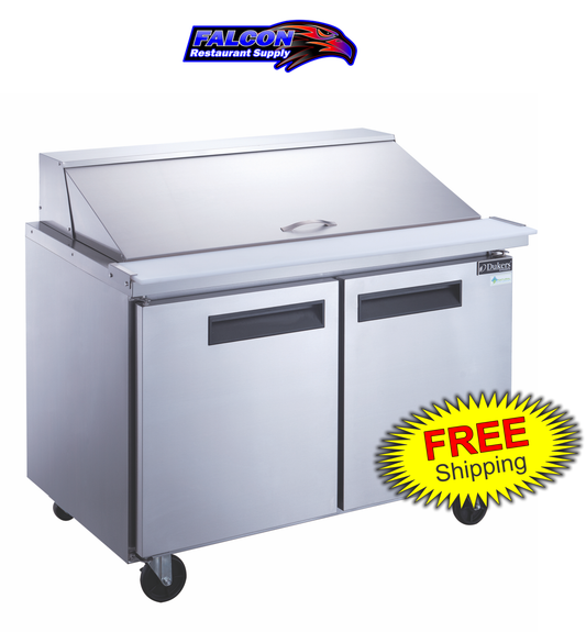 New Dukers DSP48-18M-S2 2-Door Commercial Food Prep Table Refrigerated in Stainless Steel with Mega Top