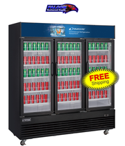 New Dukers DSM-69R Commercial Glass Swing 3-Door Merchandising Reach-in Cooler Refrigerator
