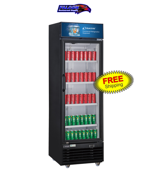 Dukers LG-430 Commercial Single Swing Door Glass Merchandiser Refrigerator
