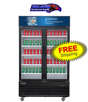 New Dukers DSM-41R Commercial Glass Swing 2-Door Merchandising Reach-in Cooler Refrigerator