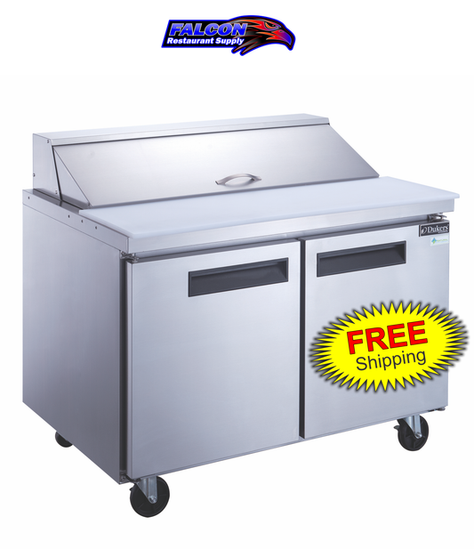 Dukers DSP60-16-S2 2-Door Commercial Food Prep Table Refrigerator in Stainless Steel