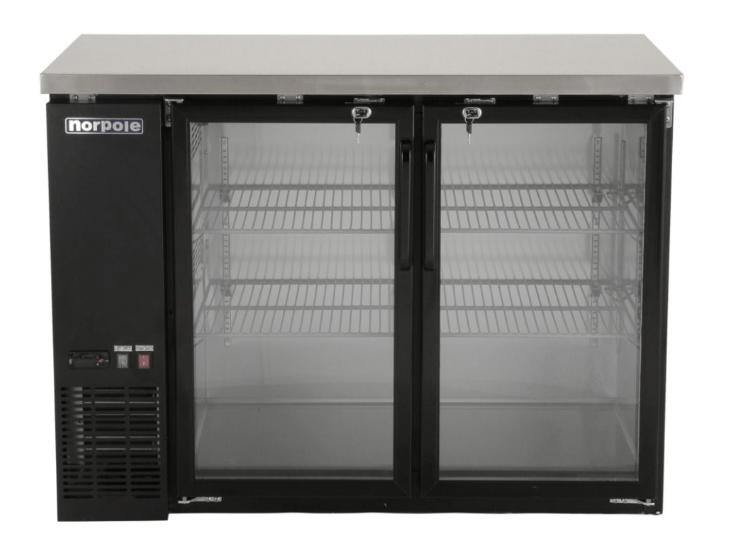 New Norpole NPGB - 48 2 Glass Door 48" Back Bar Refrigerator - Falcon Restaurant Supply - 1