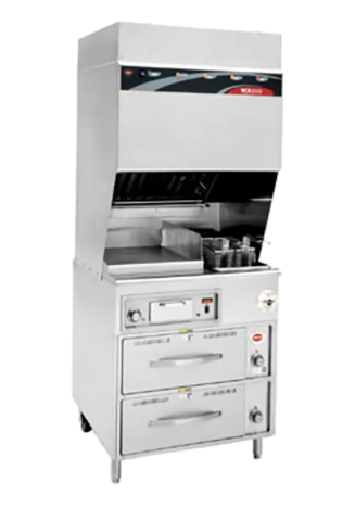 New Wells WV-FG Ventless Electric Fryer with Griddle - (1) 15 lb. Vat Floor Model, 208v/3ph