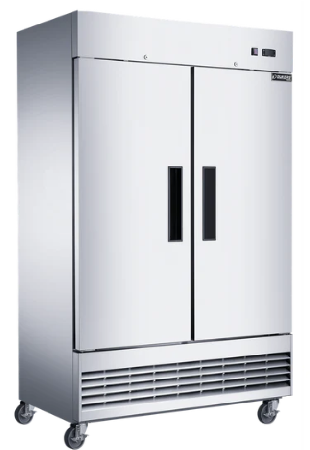 New Dukers D47ER Compact 2-Door Commercial Refrigerator in Stainless Steel