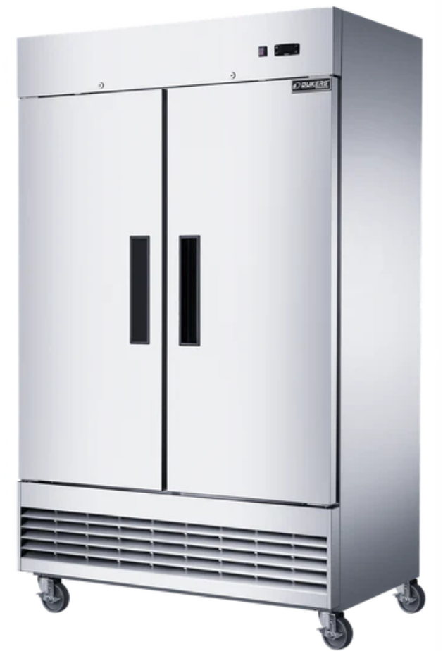 New Dukers D47ER Compact 2-Door Commercial Refrigerator in Stainless Steel