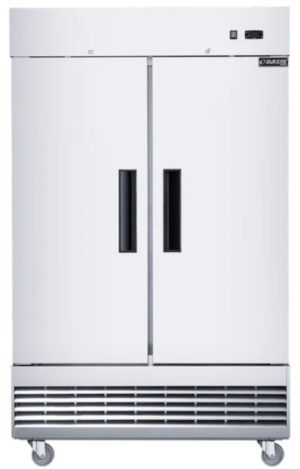 New Dukers D47ER Compact 2-Door Commercial Refrigerator in Stainless Steel