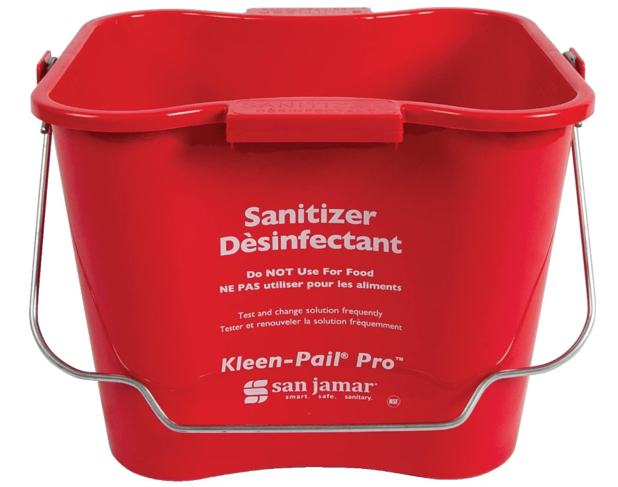 San Jamar Kleen-Pail Pro Sanitizer Pail Cleaning Bucket with Bail Handle, 6 Quarts, Red