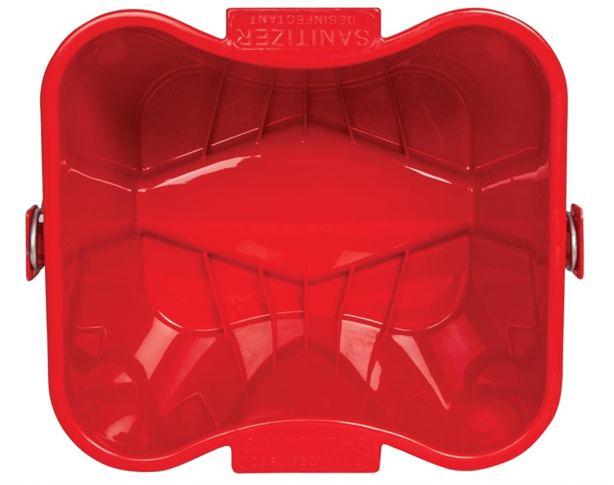 San Jamar Kleen-Pail Pro Sanitizer Pail Cleaning Bucket with Bail Handle, 6 Quarts, Red