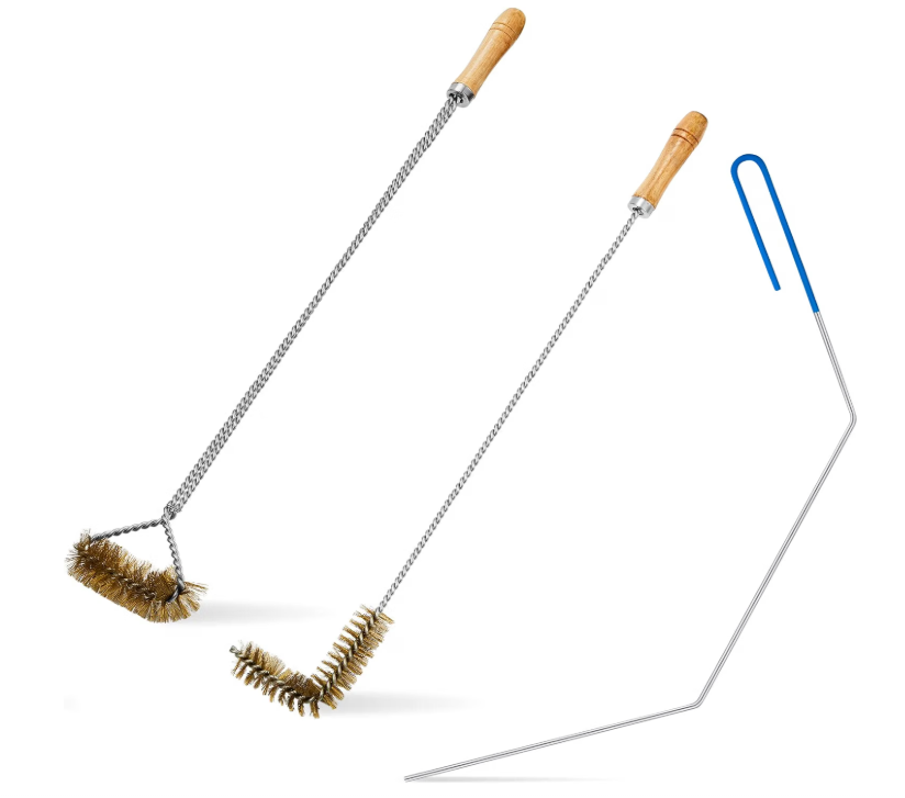 3 Pieces Fryer Cleaning Tools Including L Shaped Fryer Cleaning Brush, Deep Cleanout Rod and Long Handle Basket Brush, Great Restaurant Accessory