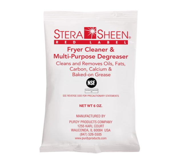 New Stera Sheen - Red Label Fryer Cleaner and Degreaser - Cleaning Powder for Commercial & Propane Deep Fryers 6oz Packet