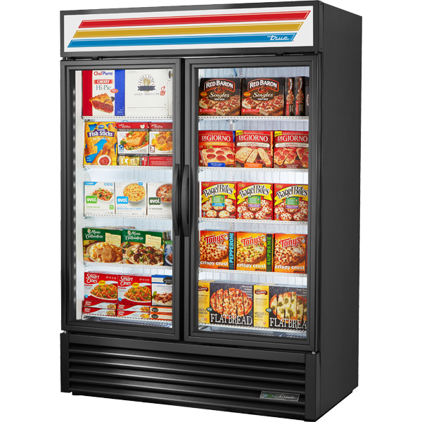 True GDM-49F-LTF-HC~TSL01 54" Glass Door Freezer Merchandiser 2-Section 49 cu ft