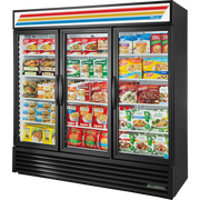 True GDM-72F-LTF-HC~TSL01 72" Glass Door Freezer Merchandiser 3-Section 72 cu ft