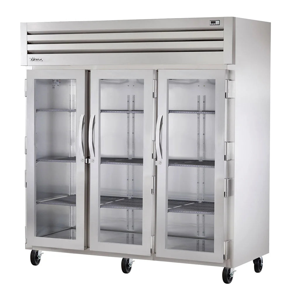 True STA3R-3G-HC 78" Glass Doors 3-Section Refrigerator